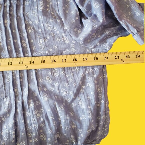 Man Jung Womens Floral Print Pleated 3/4 Sleeve Tunic Shirt Light Purple 44 - Picture 13 of 13